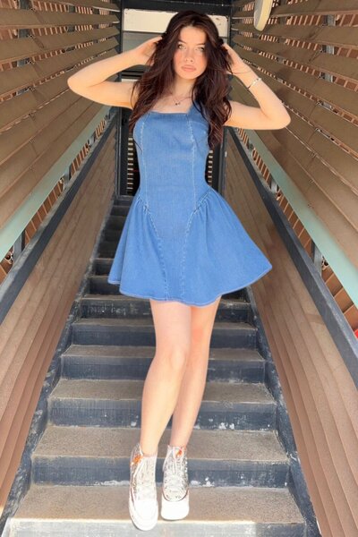 Rochie Dama, din Blug Premium, Fara Maneci, Couturre, Blue