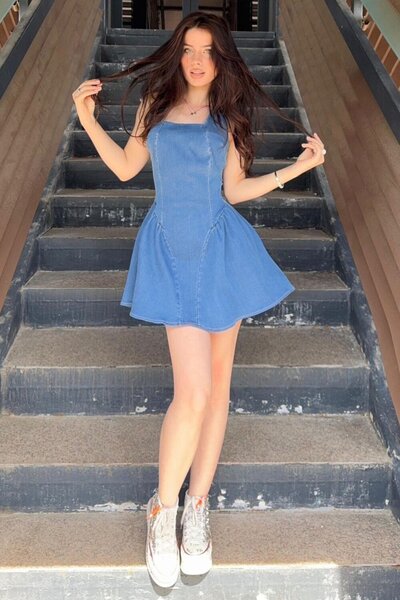 Rochie Dama, din Blug Premium, Fara Maneci, Couturre, Blue